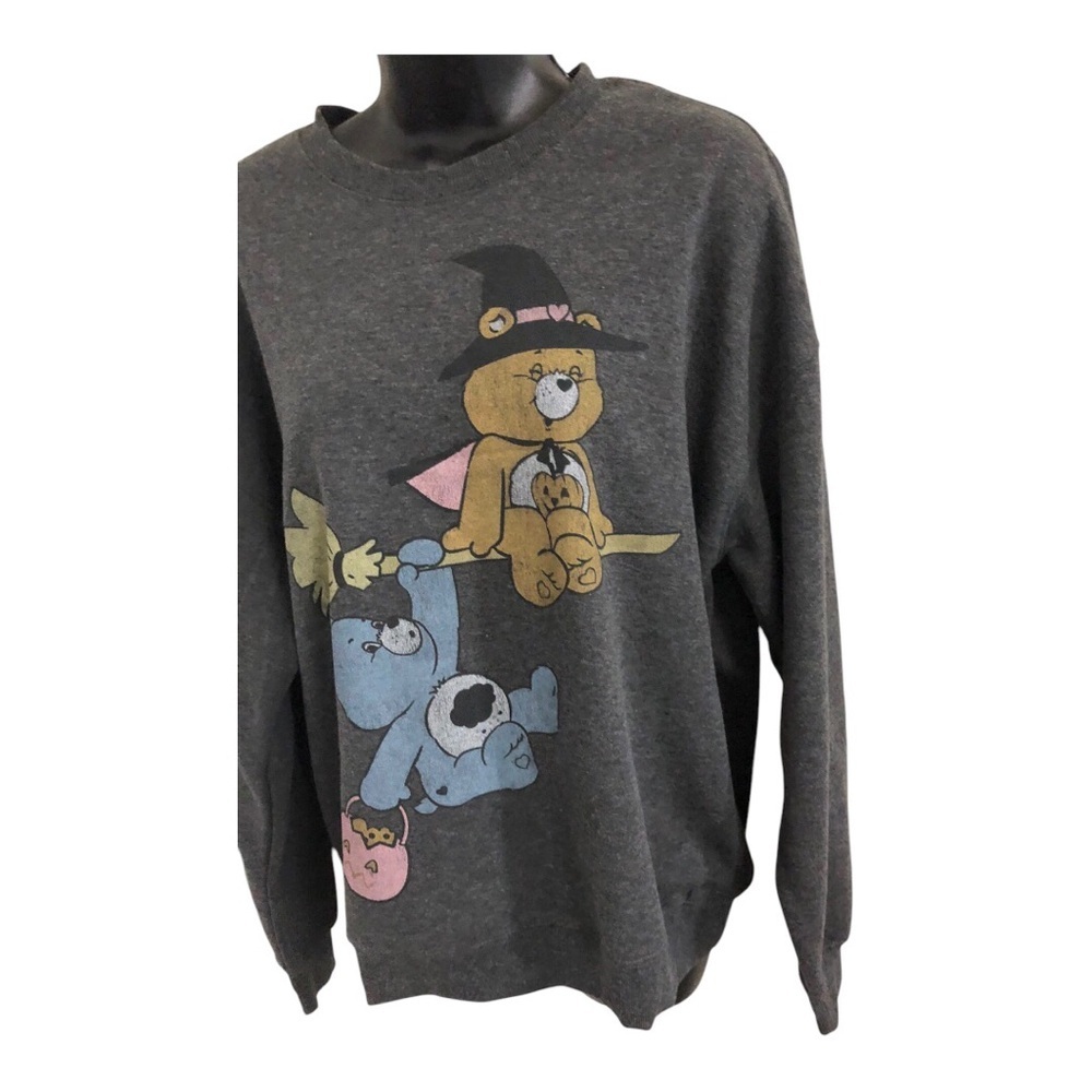 Care Bears oversized gray sweatshirt with care bear riding on a broom size XS